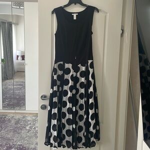 Woman summer dress with polka dot skirt